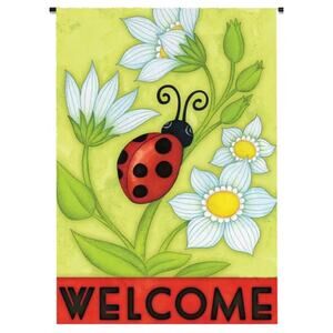 NEW Welcome Spring Summer Floral LadyBug Garden Flag 12”x18” (#9)